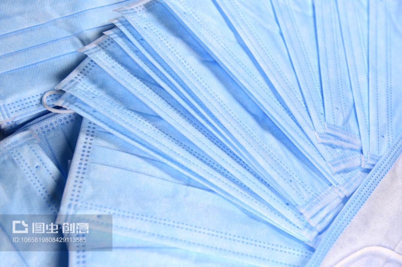 医生用的防病毒医疗用品蓝色一次性防病毒口罩